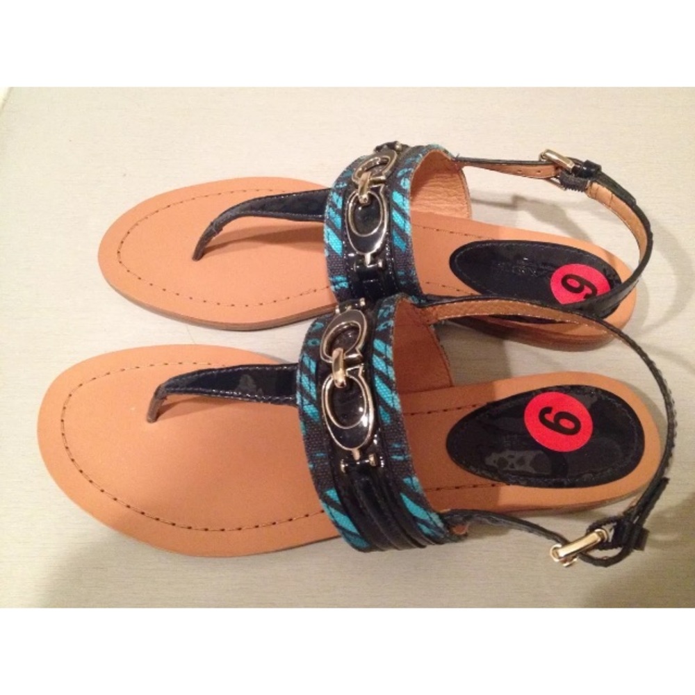 Coach thong sandals blue navy turquoise 6 - Picture 5 of 7
